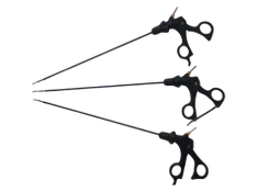 Laparoscopic instrument set with graspers, scissors, and needle holders for MIS.