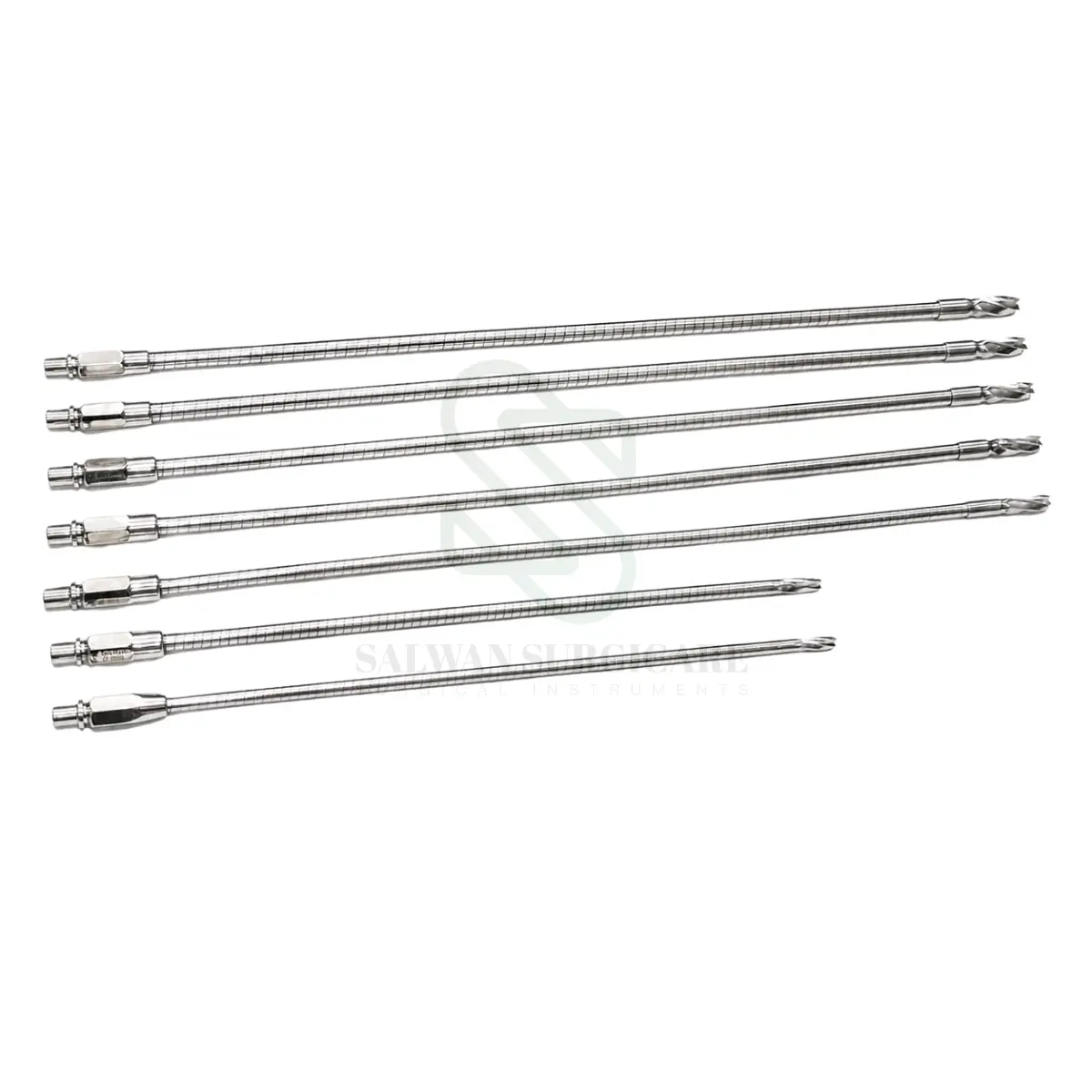 Orthopedic Flexible Reamer Set with reamer heads and flexible shaft