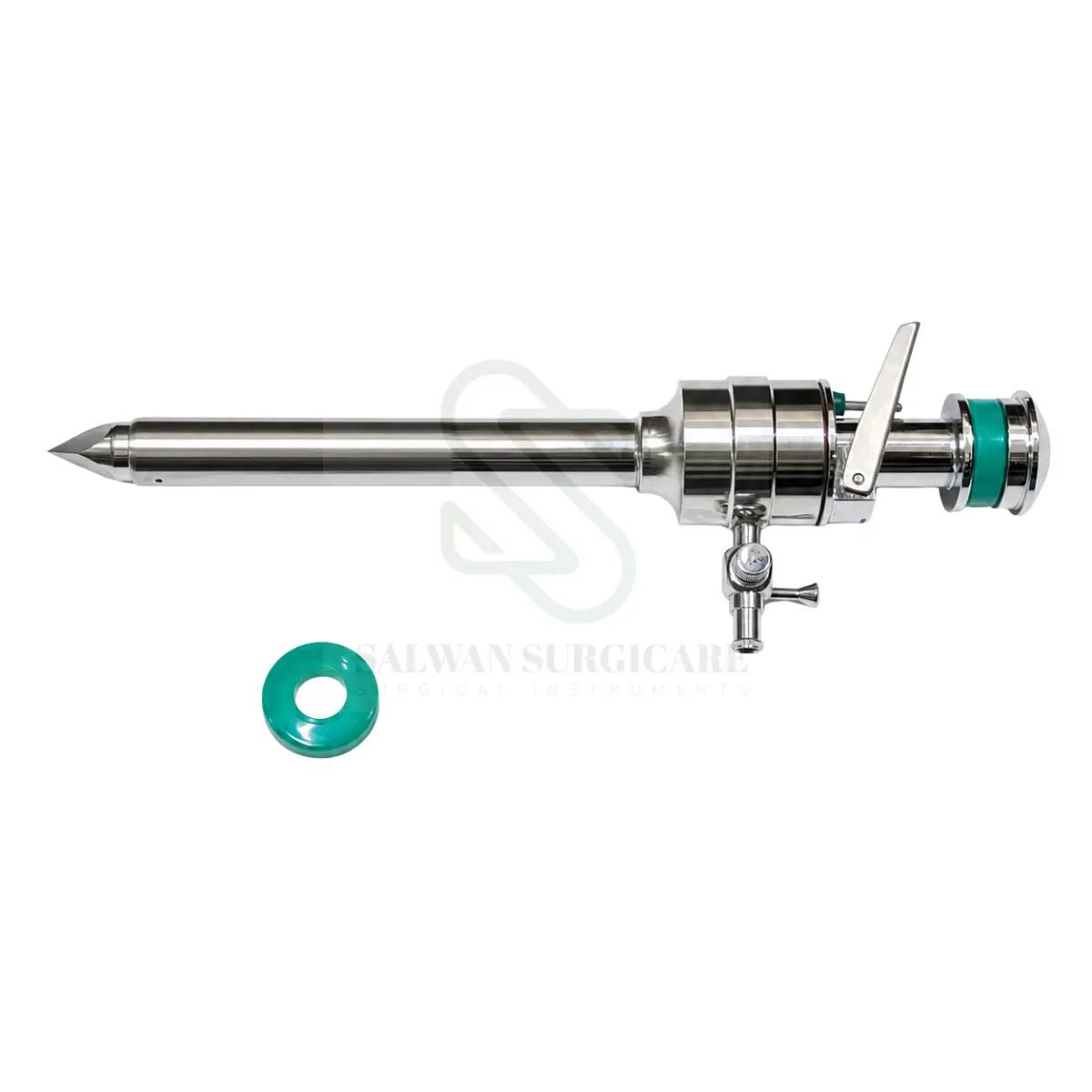 12 mm laparoscopic trocar with cannula, obturator, and stopcock