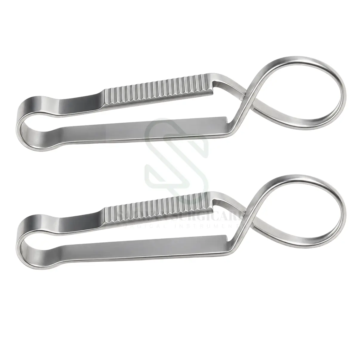 Cross Action Towel Clamps for securing surgical drapes and towels