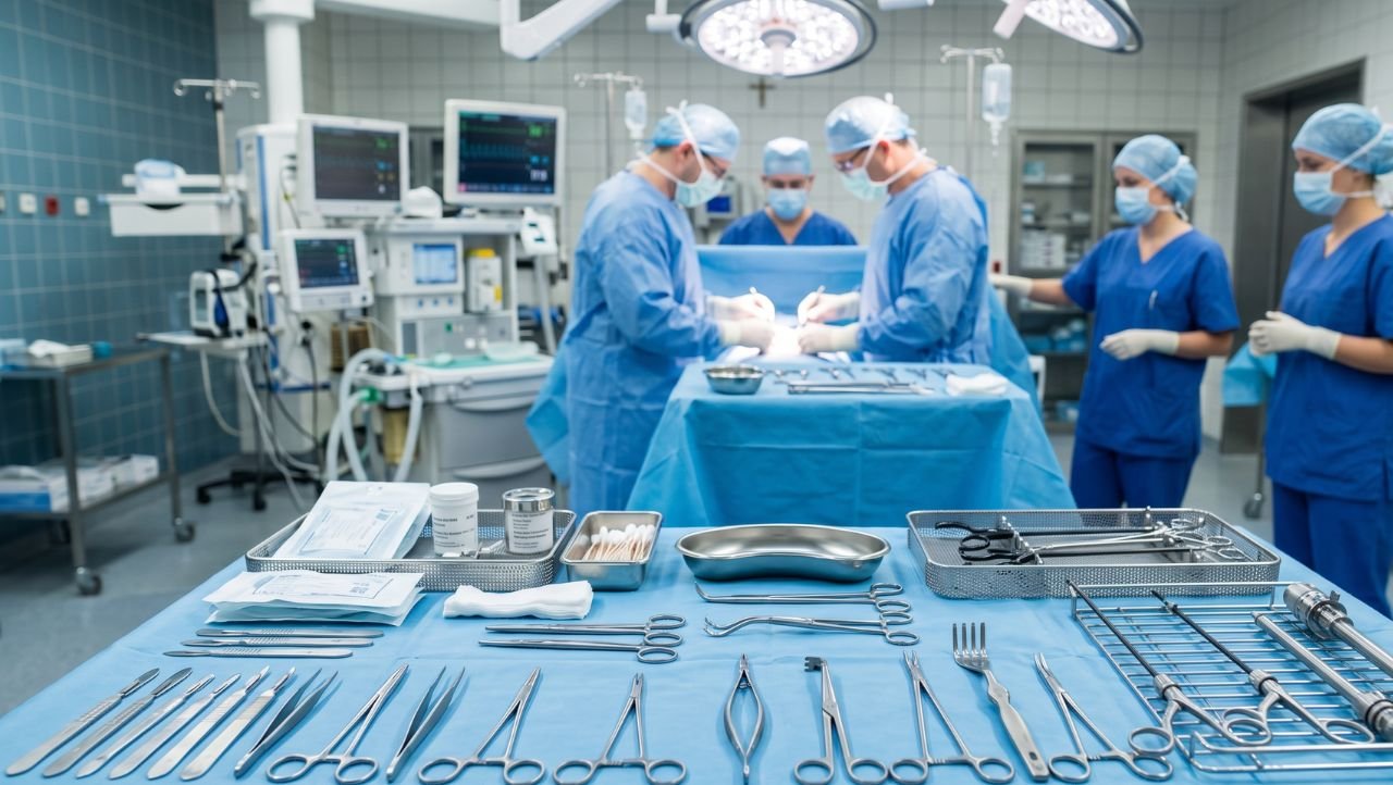Surgeons performing an operation in an operating room