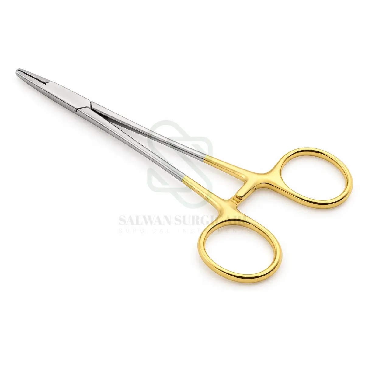 Halsey Needle Holder with fine jaws and finger-ring handles for precise surgical suturing
