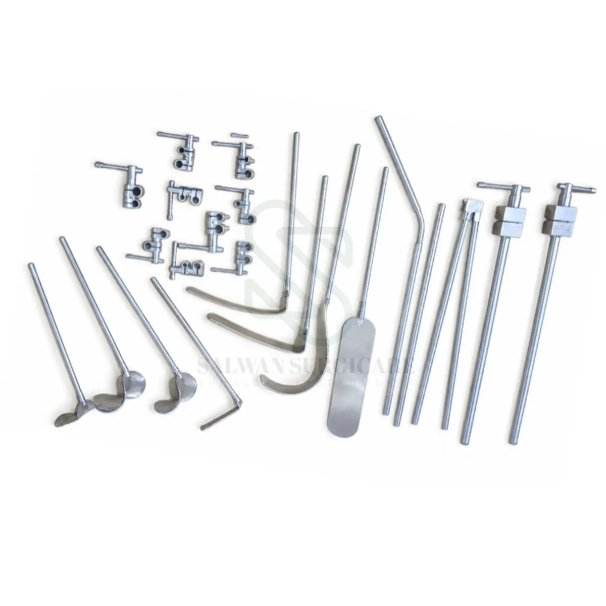 Thompson Retractor surgical retraction system with adjustable support arms, frame, and retractor blades for open surgery